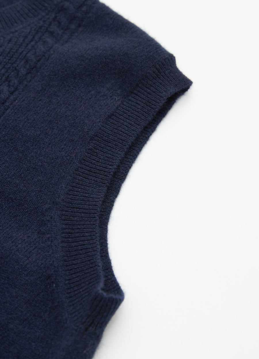 Cashmere Cable Detail-Button Gilet