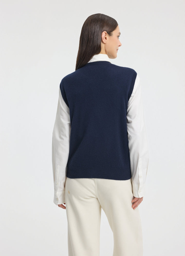 Cashmere Cable Detail-Button Gilet
