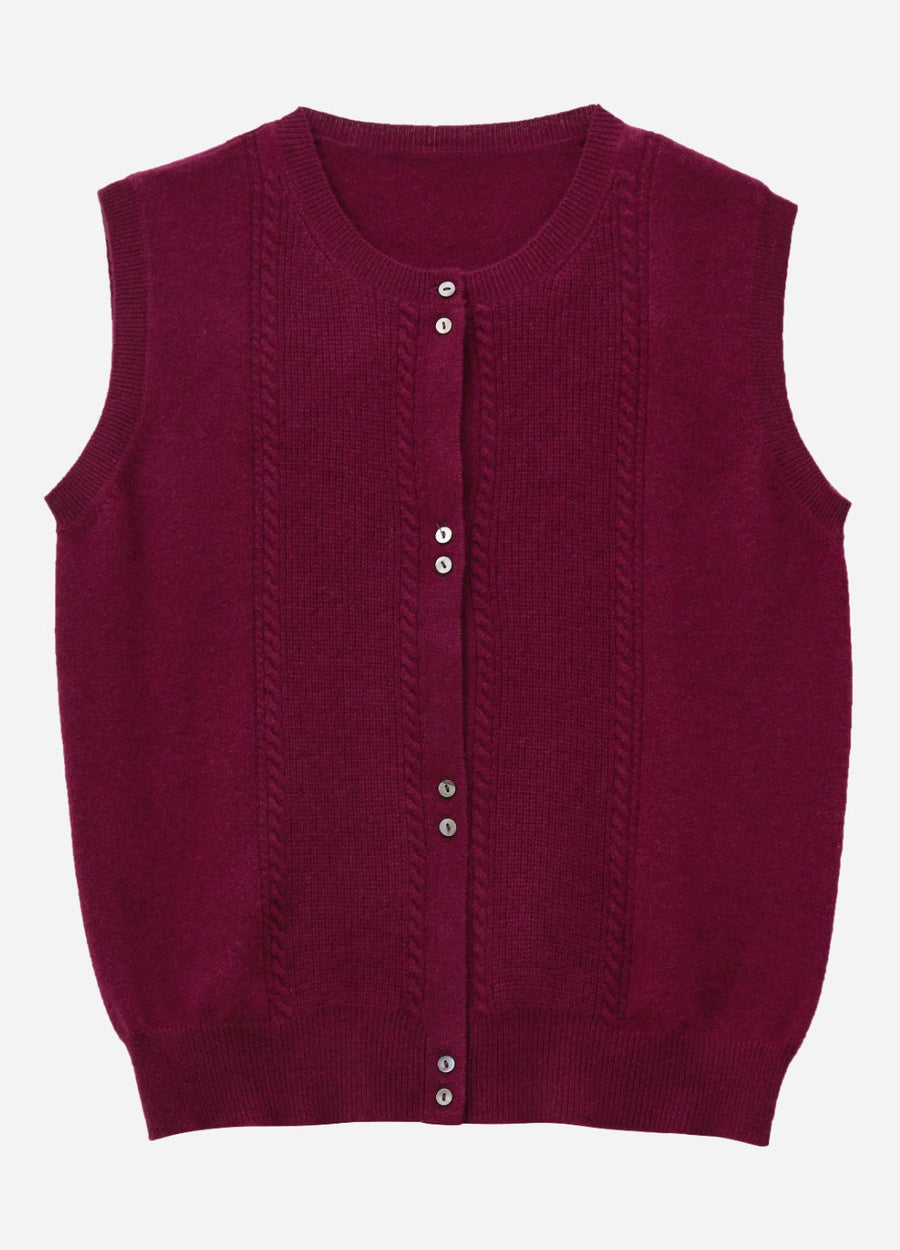 Cashmere Cable Detail-Button Gilet