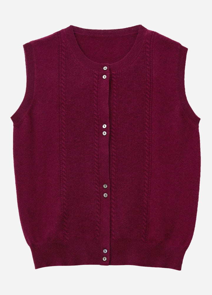 Cashmere Cable Detail-Button Gilet