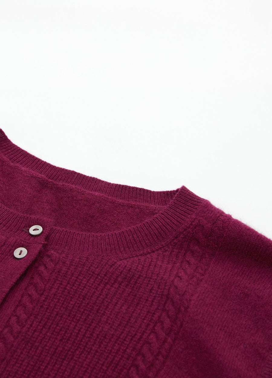 Cashmere Cable Detail-Button Gilet