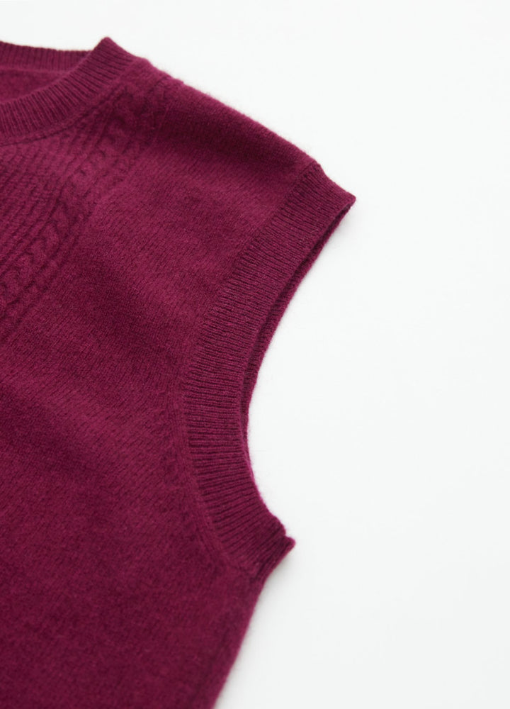 Cashmere Cable Detail-Button Gilet