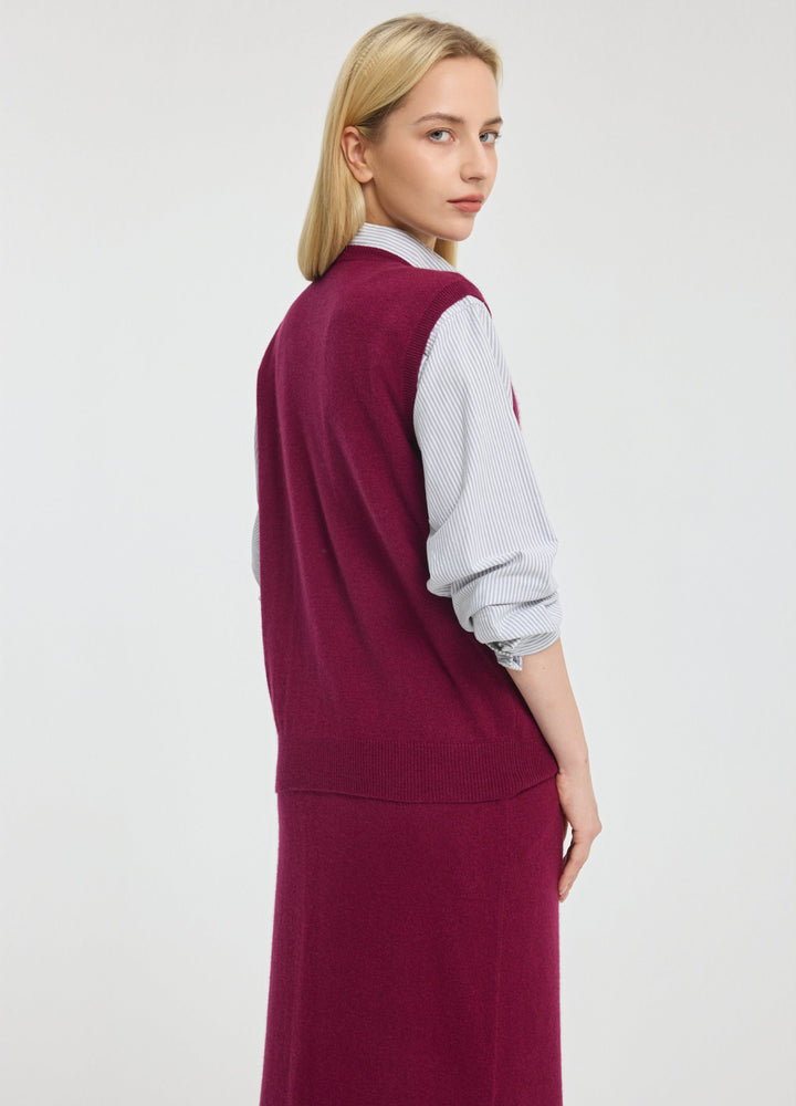 Cashmere Cable Detail-Button Gilet