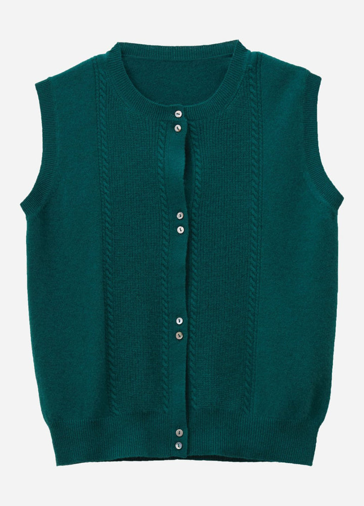 Cashmere Cable Detail-Button Gilet
