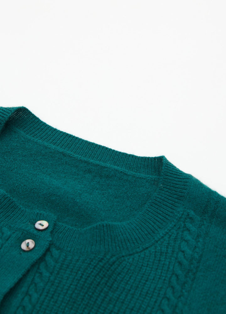 Cashmere Cable Detail-Button Gilet