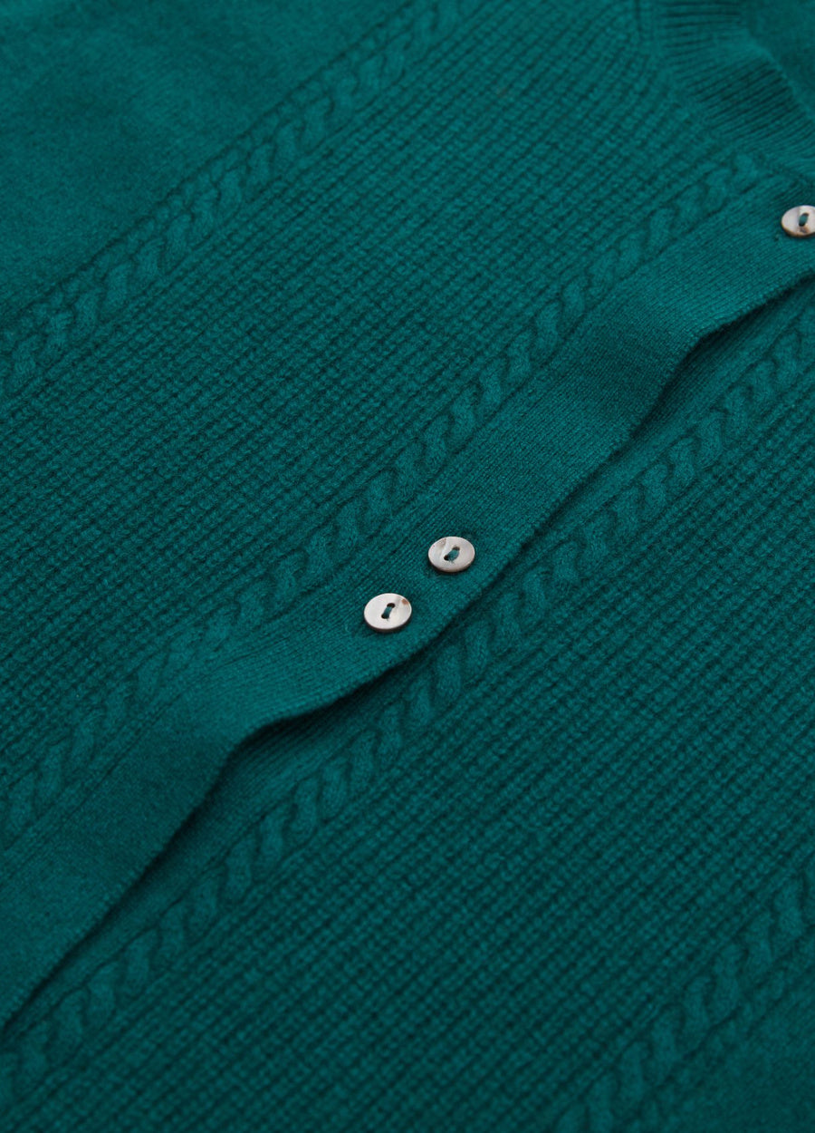 Cashmere Cable Detail-Button Gilet