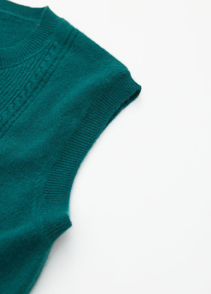 Cashmere Cable Detail-Button Gilet