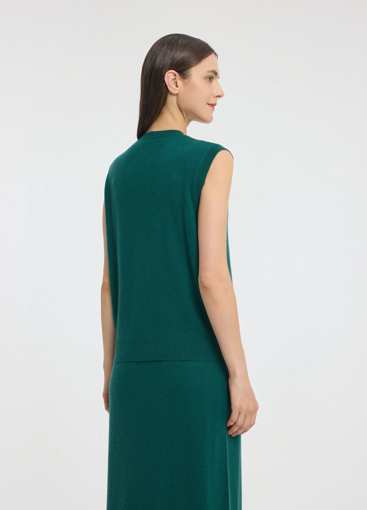 Cashmere Cable Detail-Button Gilet