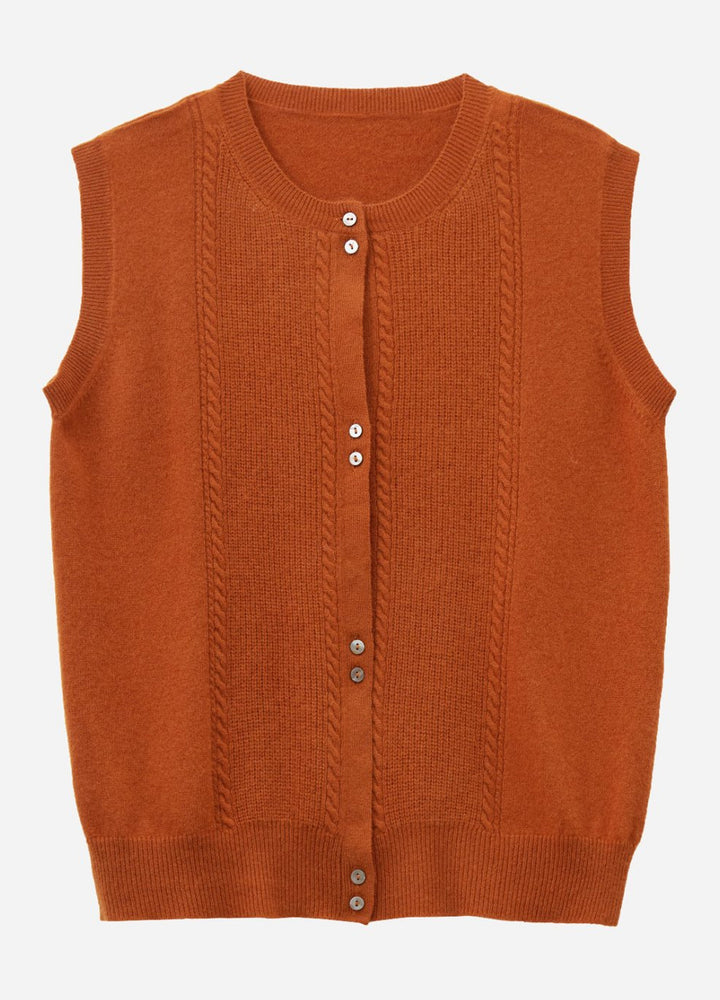 Cashmere Cable Detail-Button Gilet