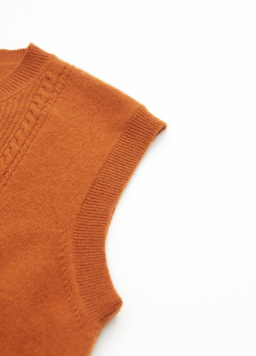 Cashmere Cable Detail-Button Gilet