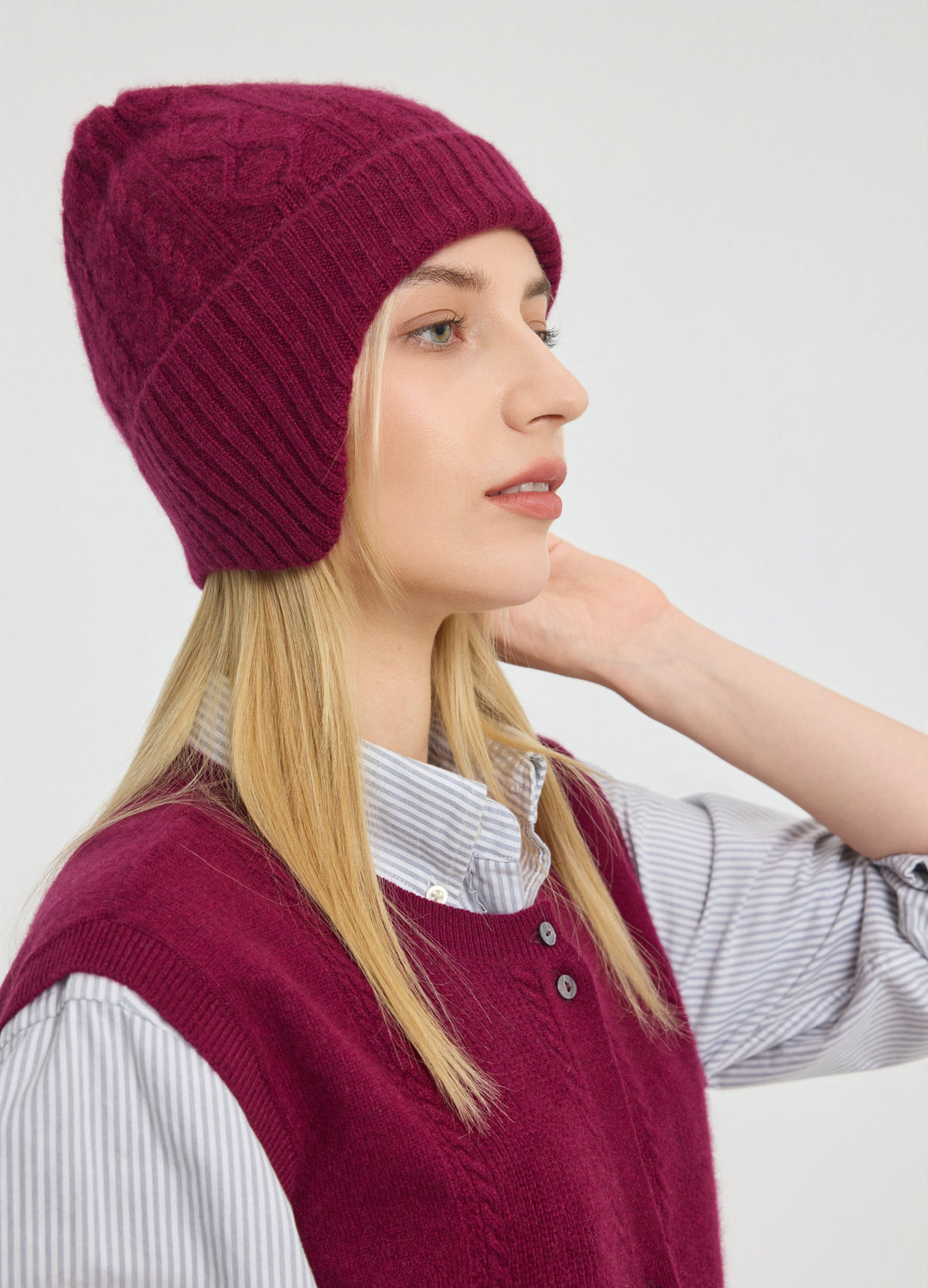 Cashmere Cable Earflap Hat