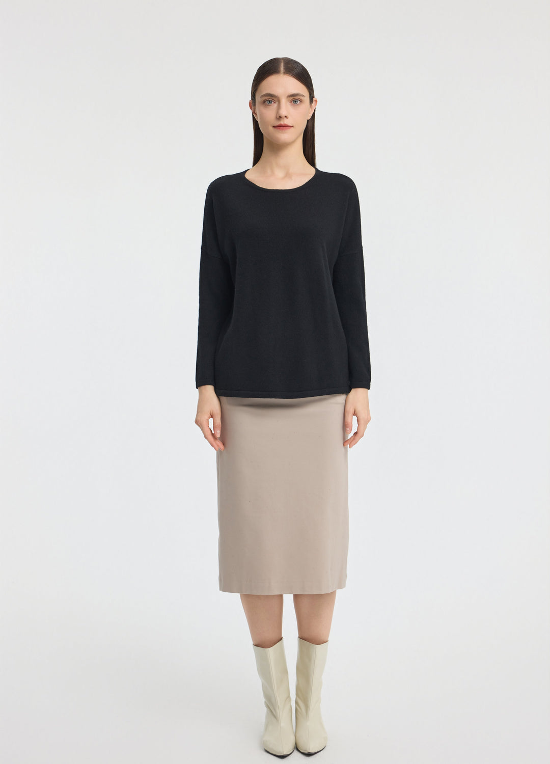 Cashmere Curved-Hem Jumper