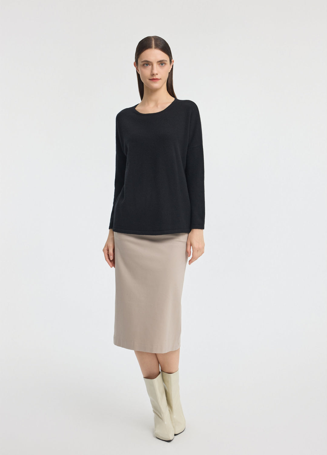 Cashmere Curved-Hem Jumper