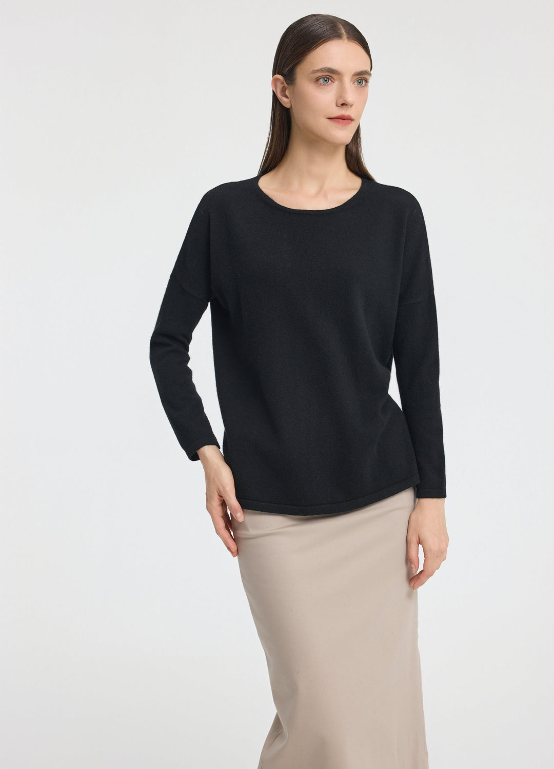 Cashmere Curved-Hem Jumper