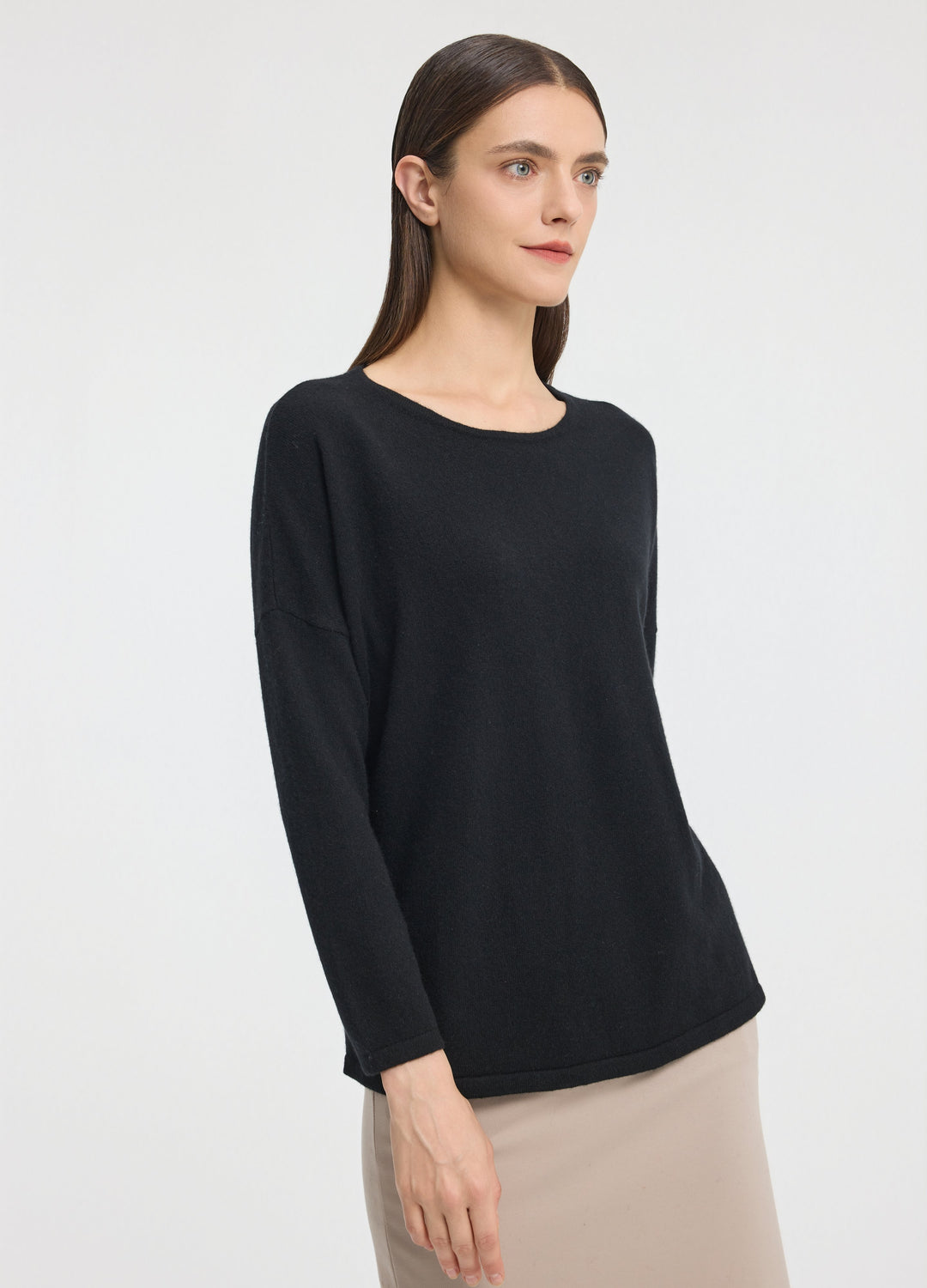 Cashmere Curved-Hem Jumper