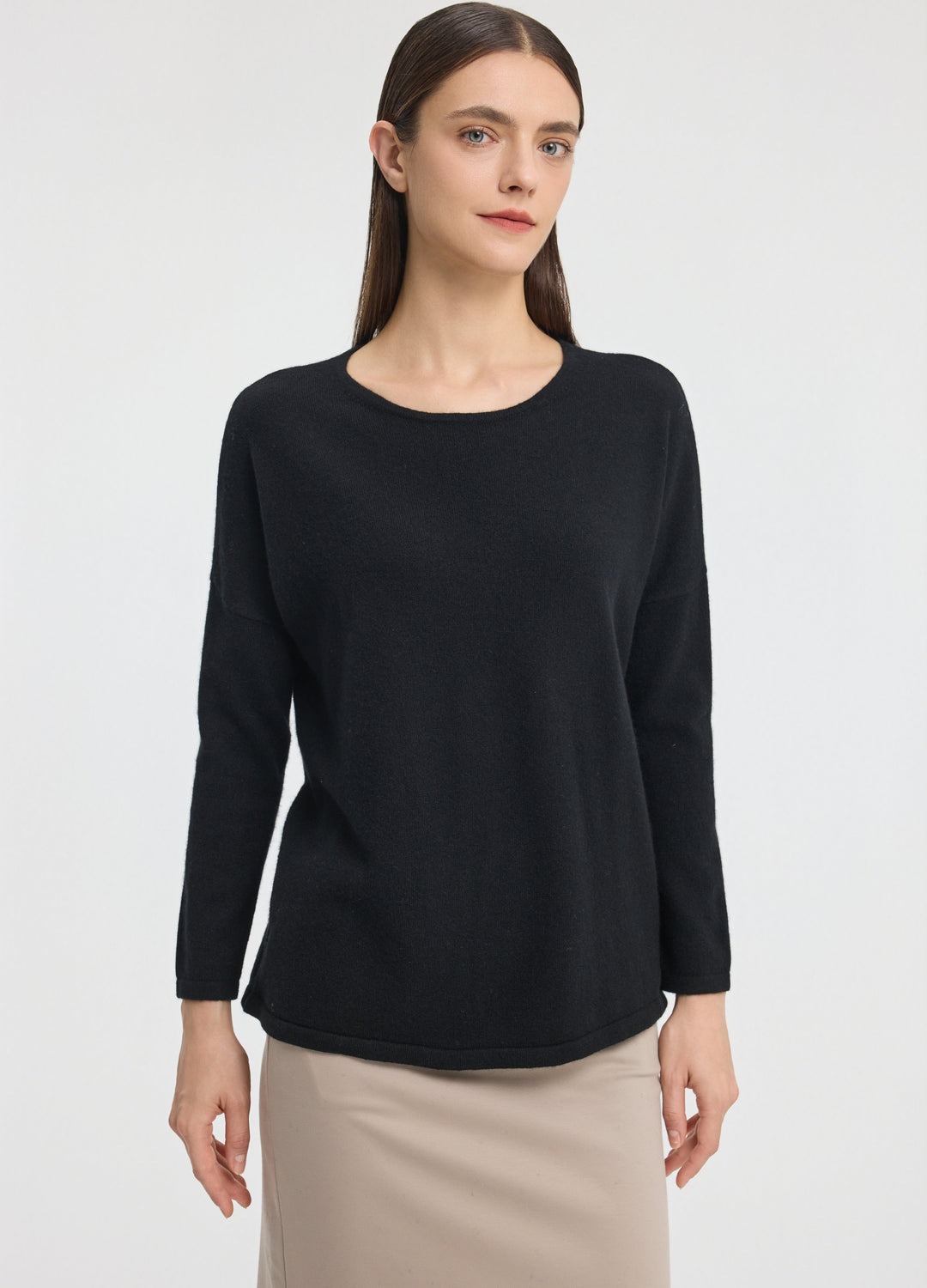 Cashmere Curved-Hem Jumper