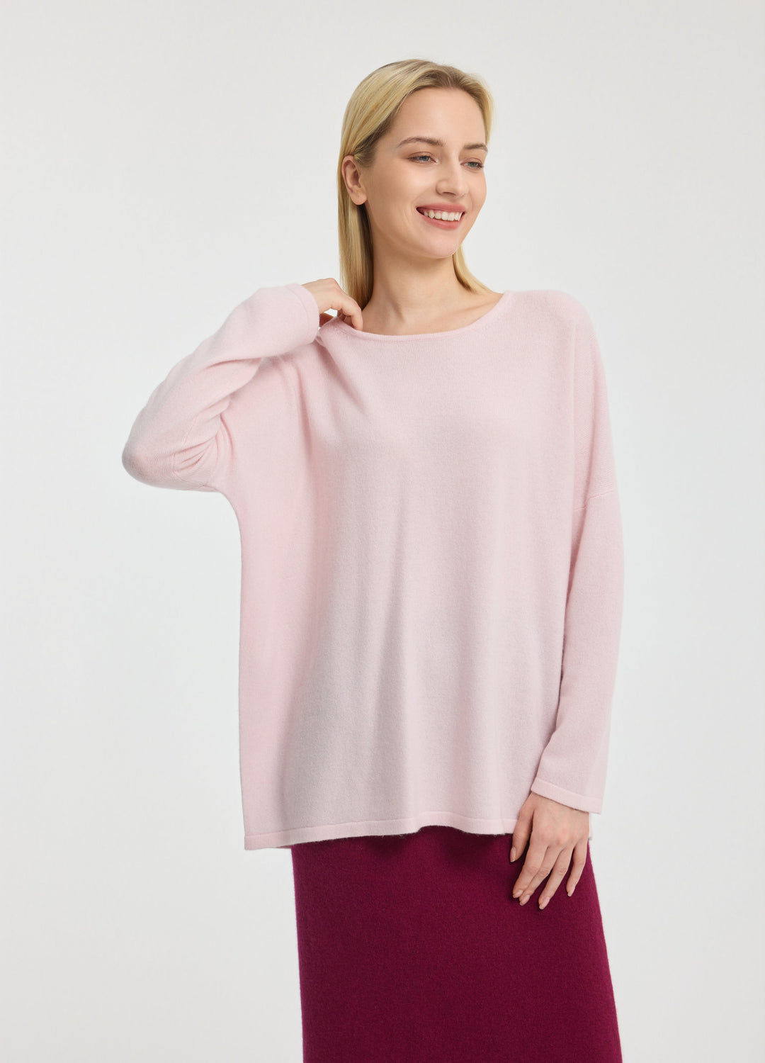 Cashmere Curved-Hem Jumper