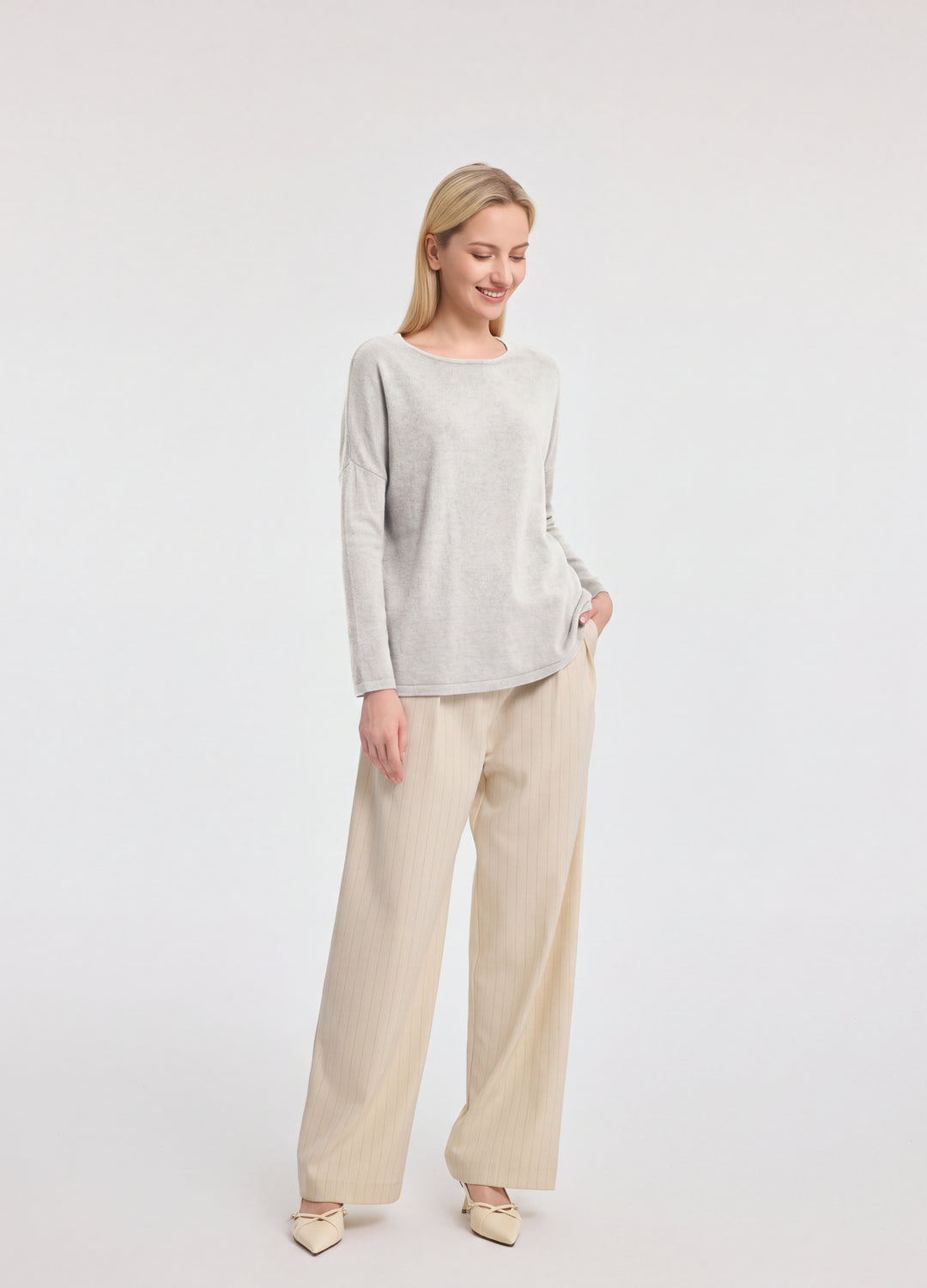 Cashmere Curved-Hem Jumper