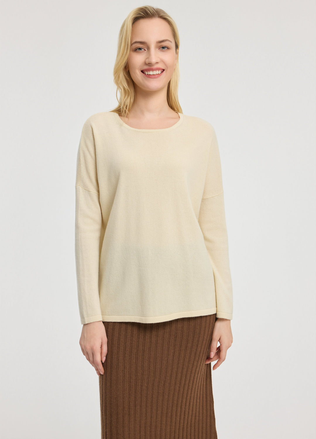 Cashmere Curved-Hem Jumper