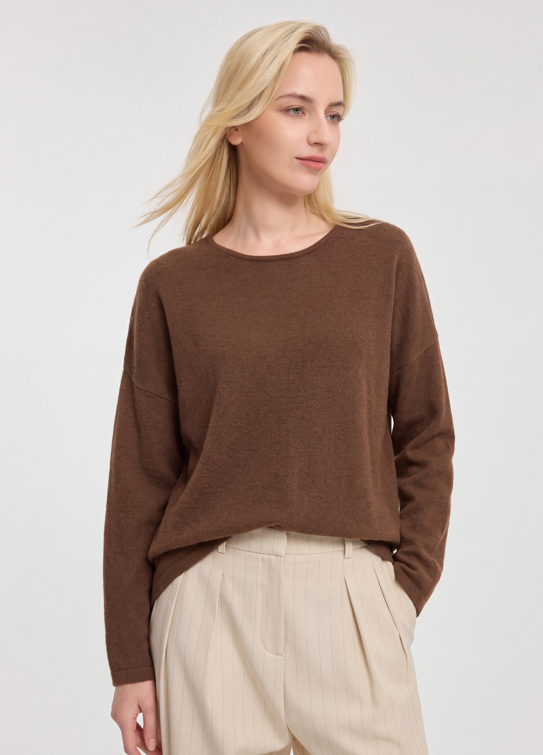 Cashmere Curved-Hem Jumper