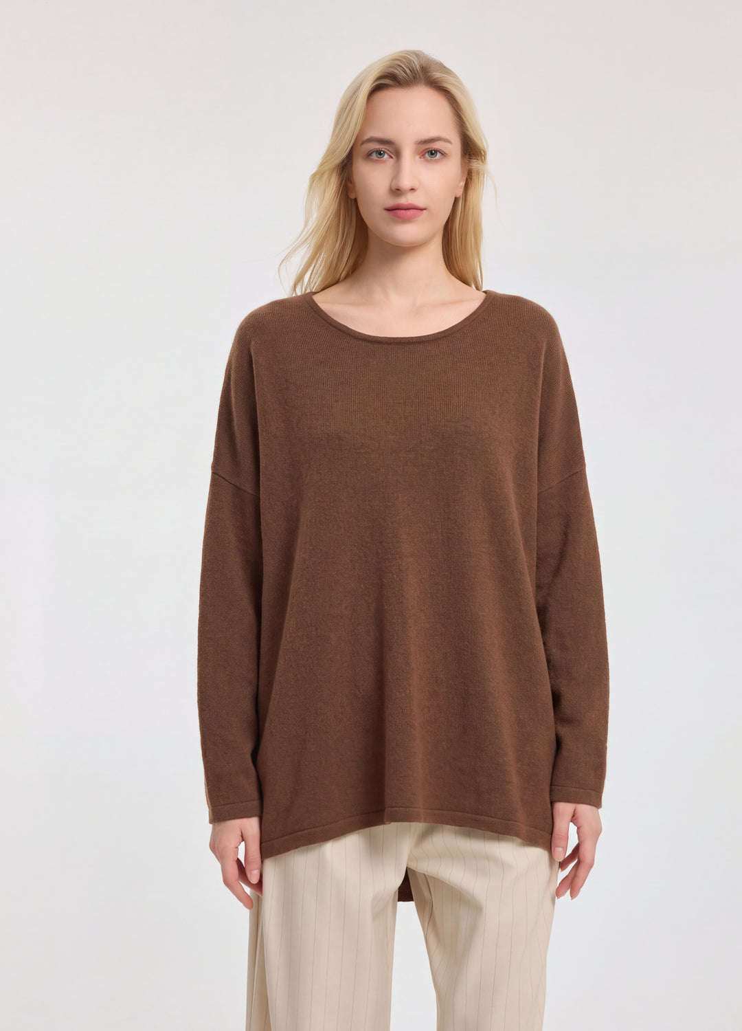 Cashmere Curved-Hem Jumper