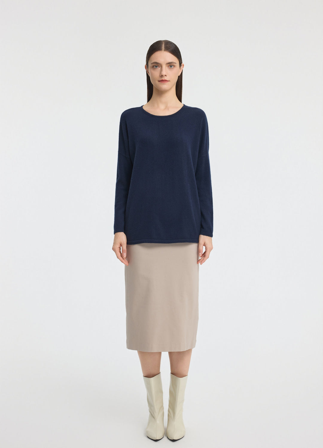 Cashmere Curved-Hem Jumper