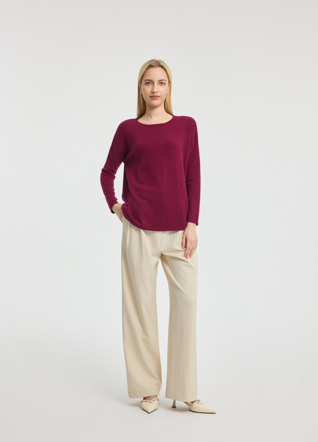 Cashmere Curved-Hem Jumper