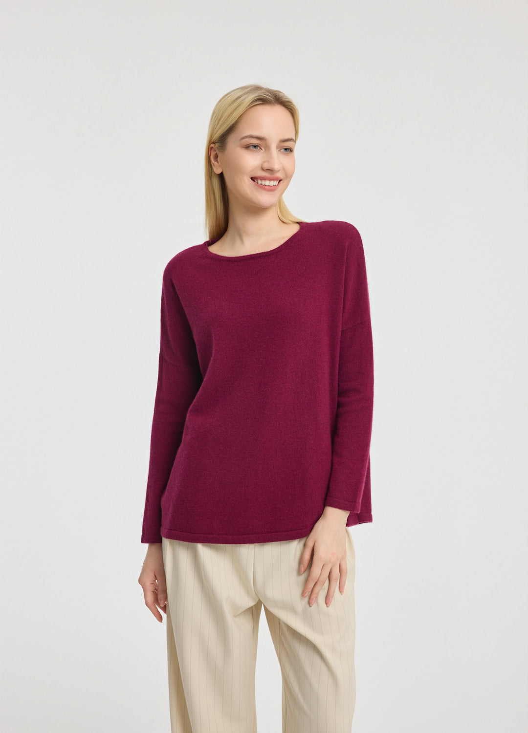 Cashmere Curved-Hem Jumper