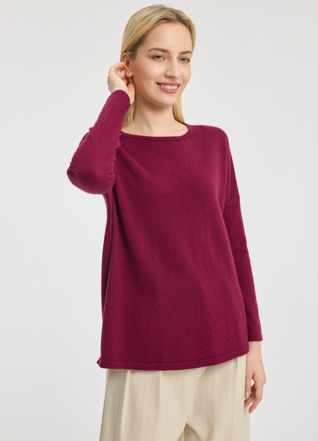 Cashmere Curved-Hem Jumper