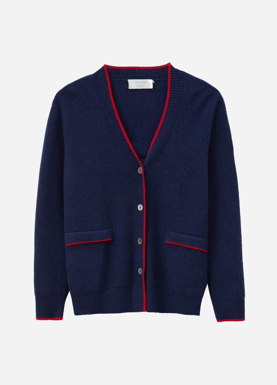 Cashmere Contrast-Rib Cardigan