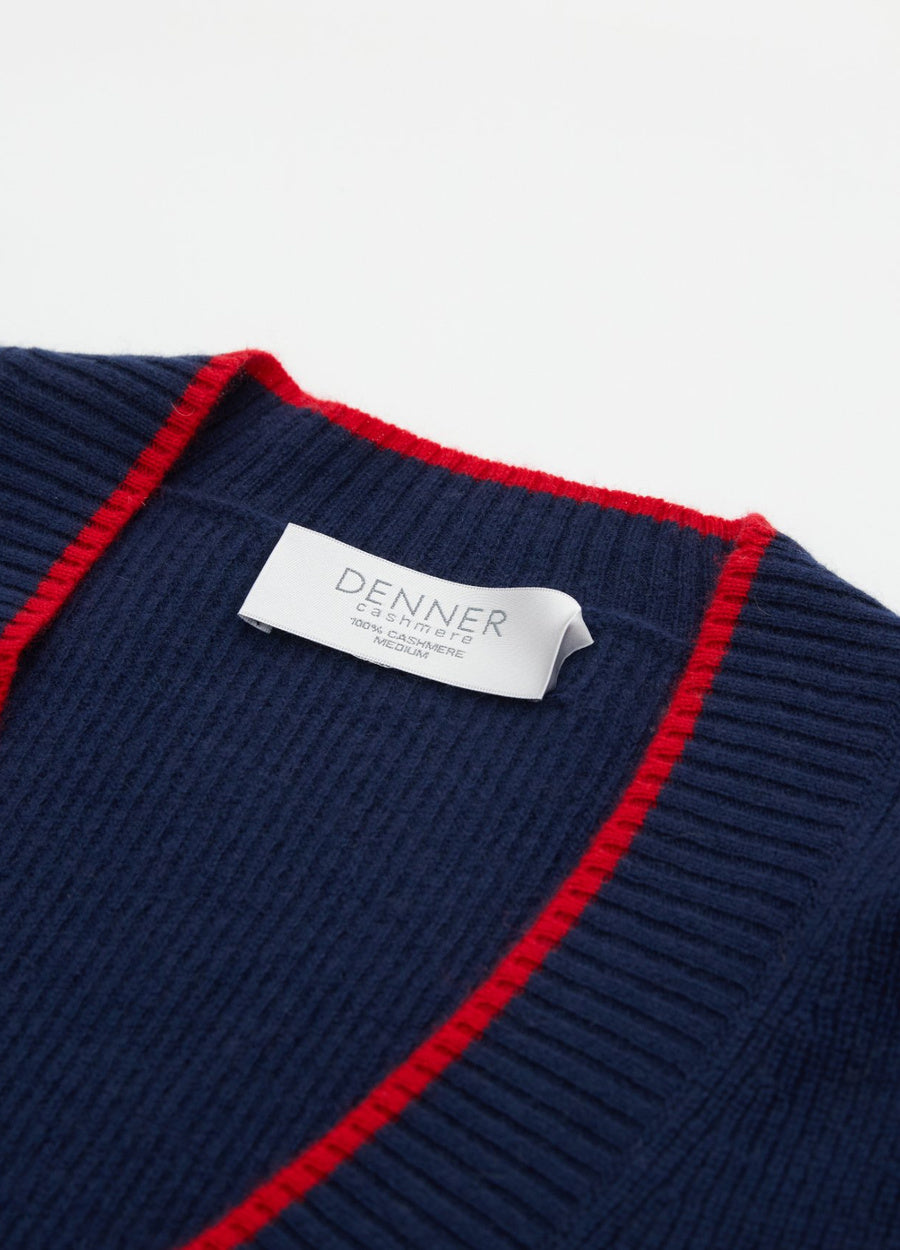 Cashmere Contrast-Rib Cardigan