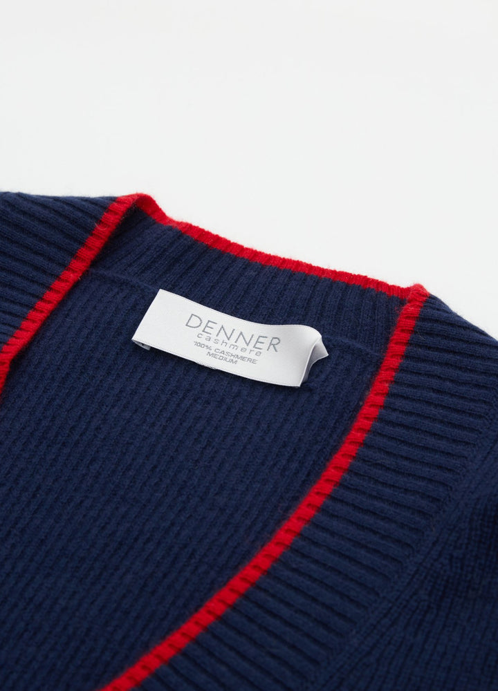 Cashmere Contrast-Rib Cardigan