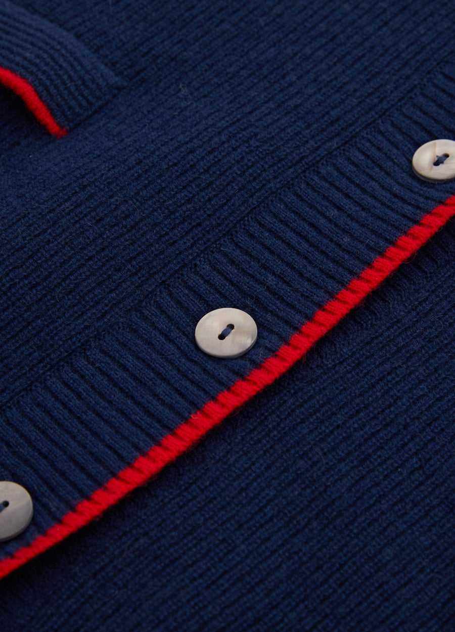 Cashmere Contrast-Rib Cardigan