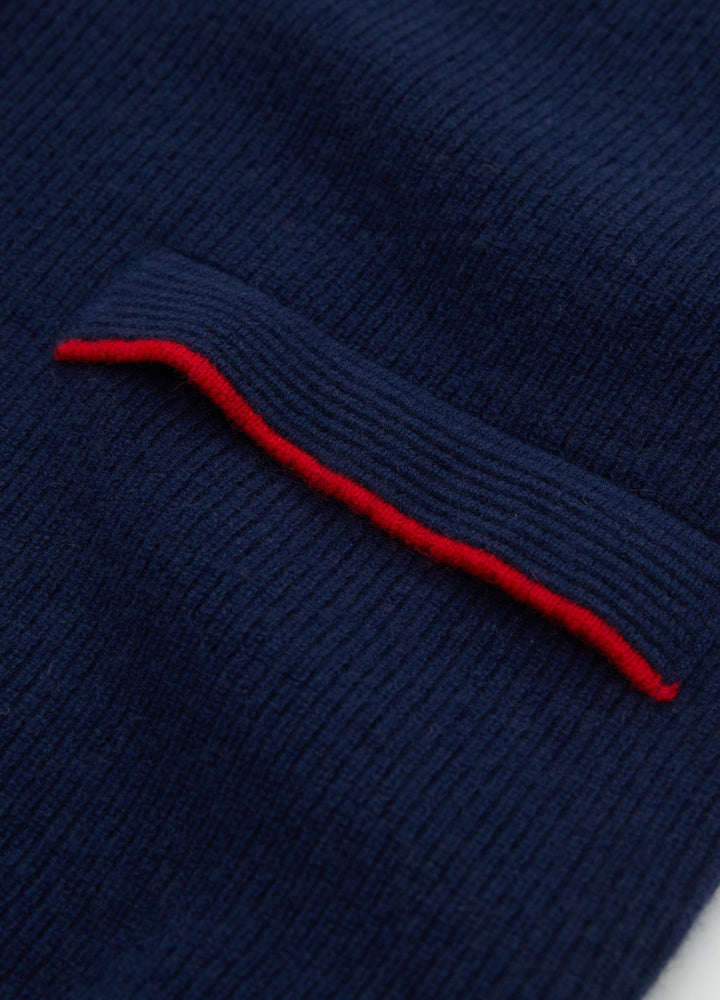 Cashmere Contrast-Rib Cardigan