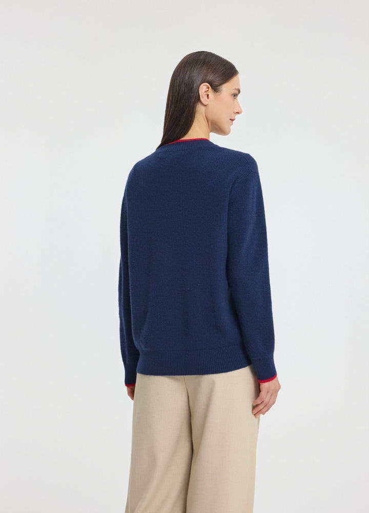 Cashmere Contrast-Rib Cardigan