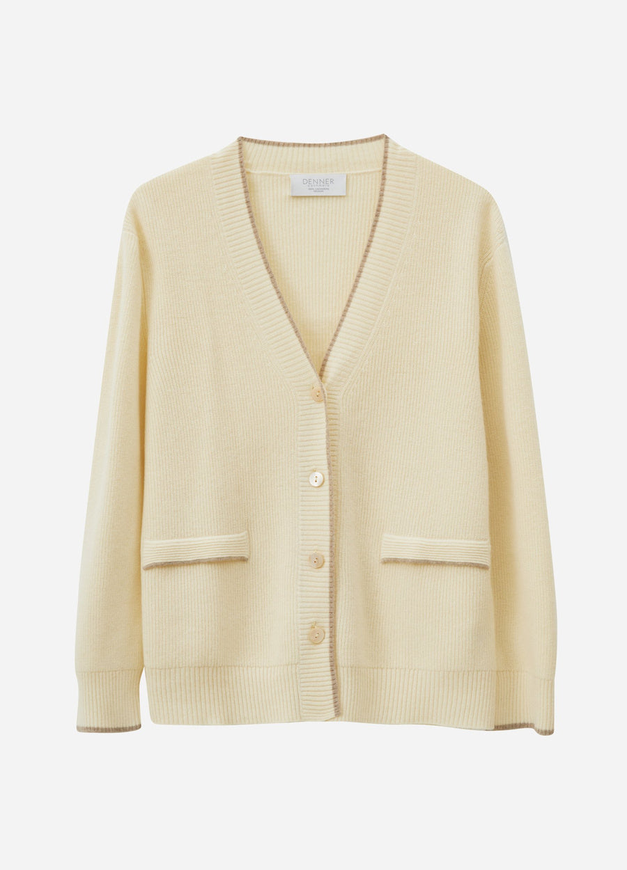 Cashmere Contrast-Rib Cardigan