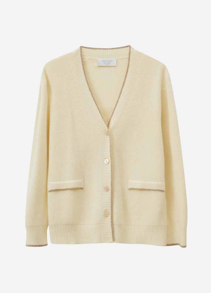 Cashmere Contrast-Rib Cardigan