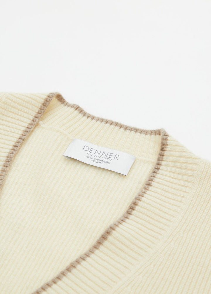 Cashmere Contrast-Rib Cardigan