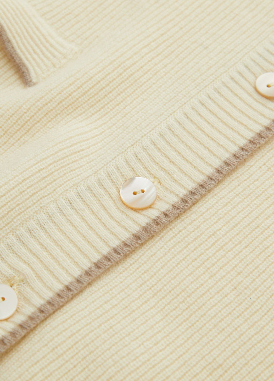 Cashmere Contrast-Rib Cardigan