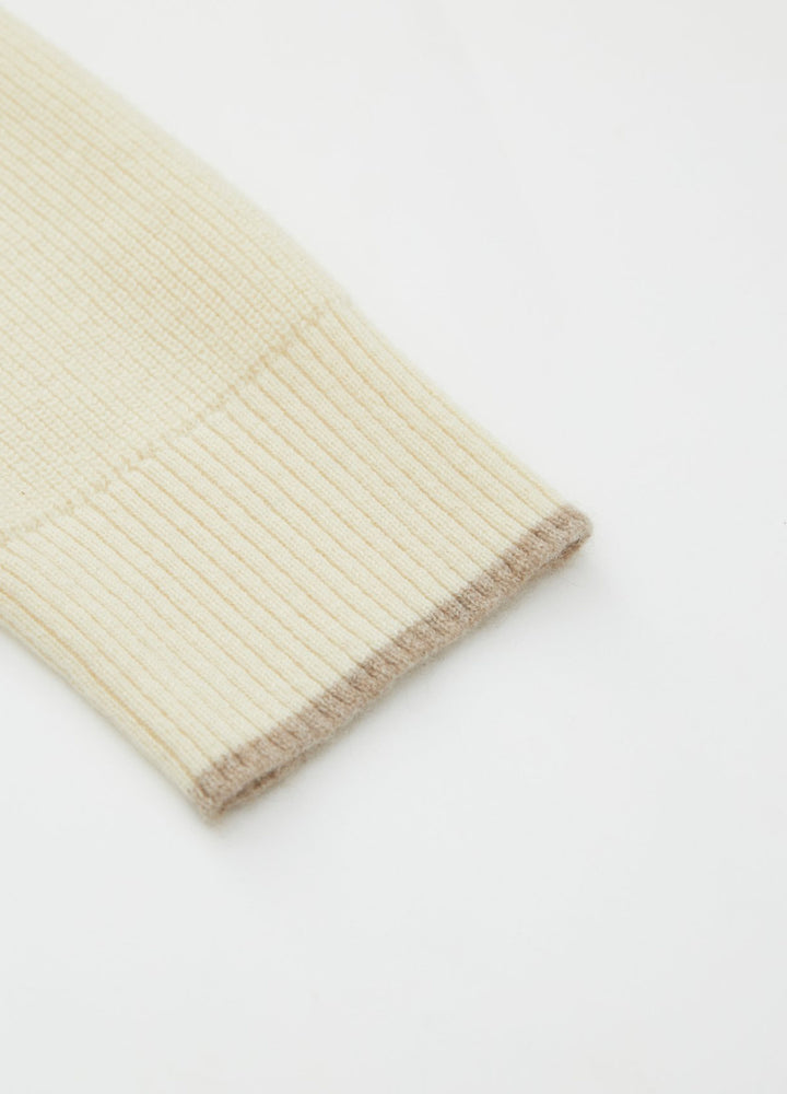 Cashmere Contrast-Rib Cardigan