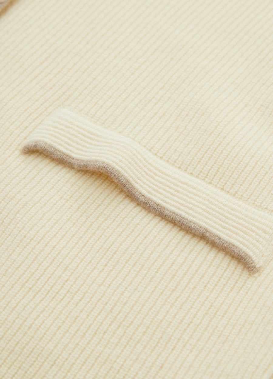 Cashmere Contrast-Rib Cardigan