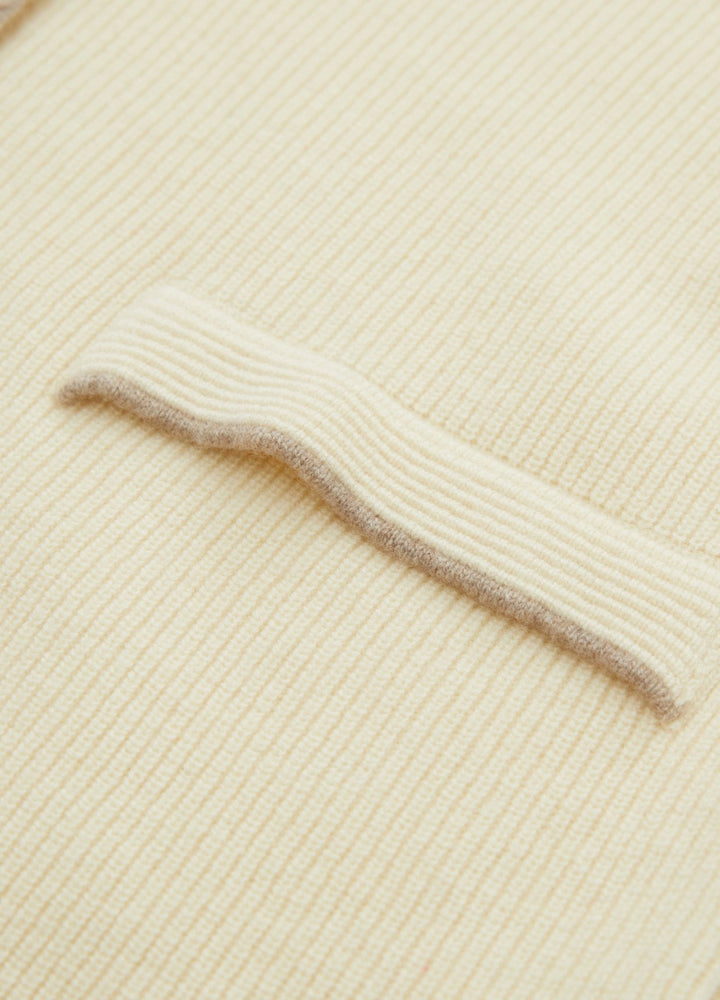 Cashmere Contrast-Rib Cardigan