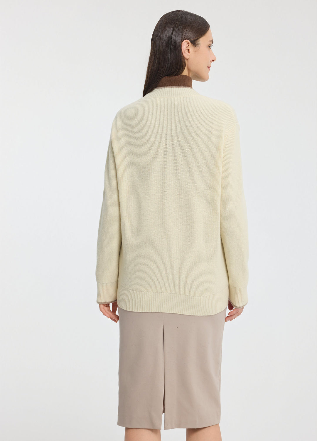 Cashmere Contrast-Rib Cardigan