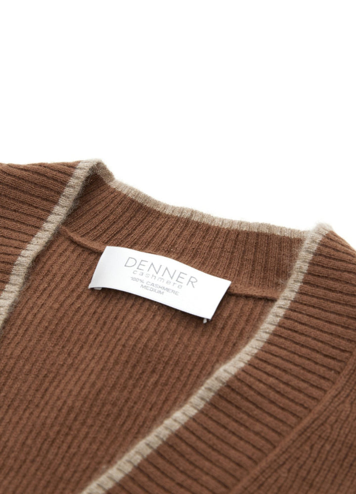 Cashmere Contrast-Rib Cardigan