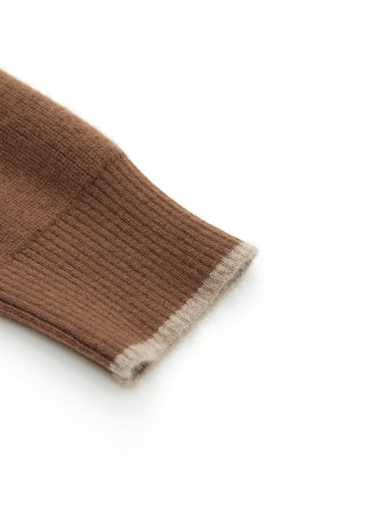 Cashmere Contrast-Rib Cardigan