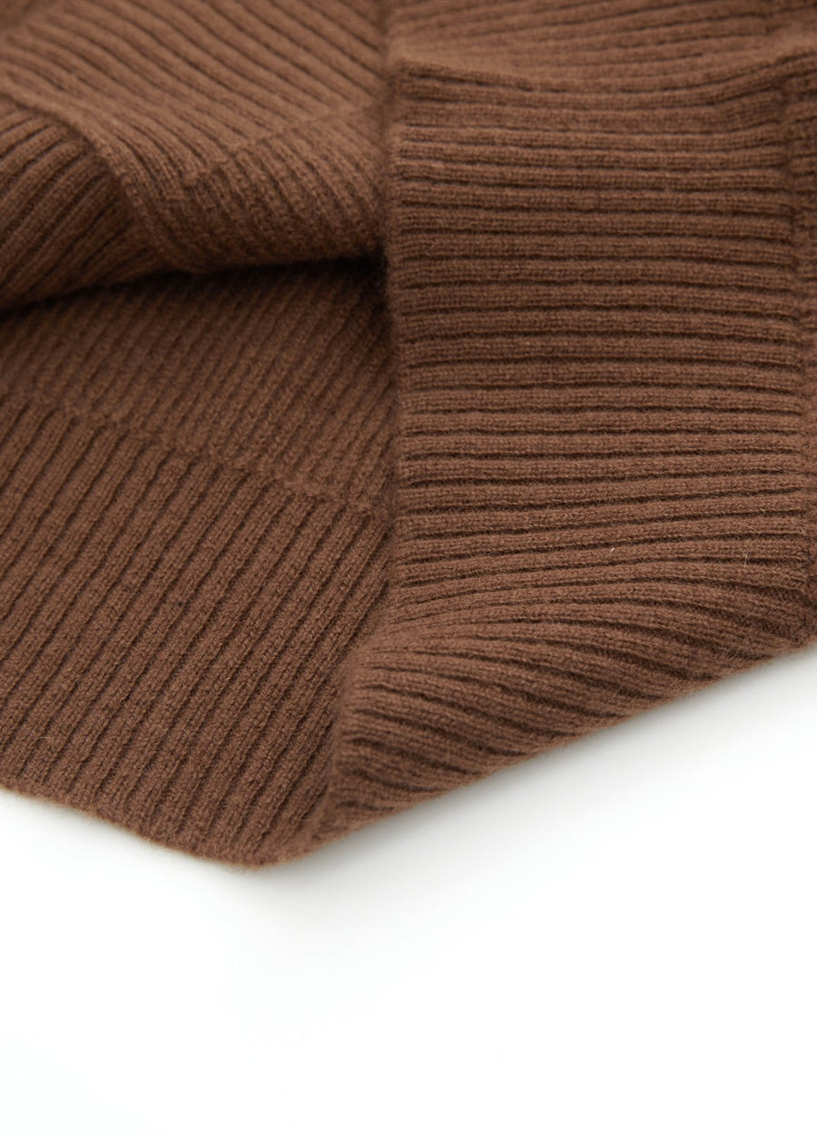 Cashmere Contrast-Rib Cardigan