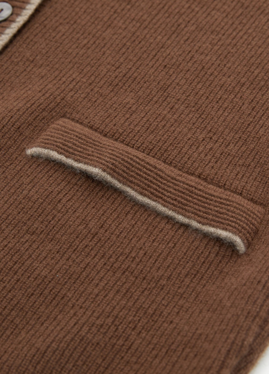 Cashmere Contrast-Rib Cardigan