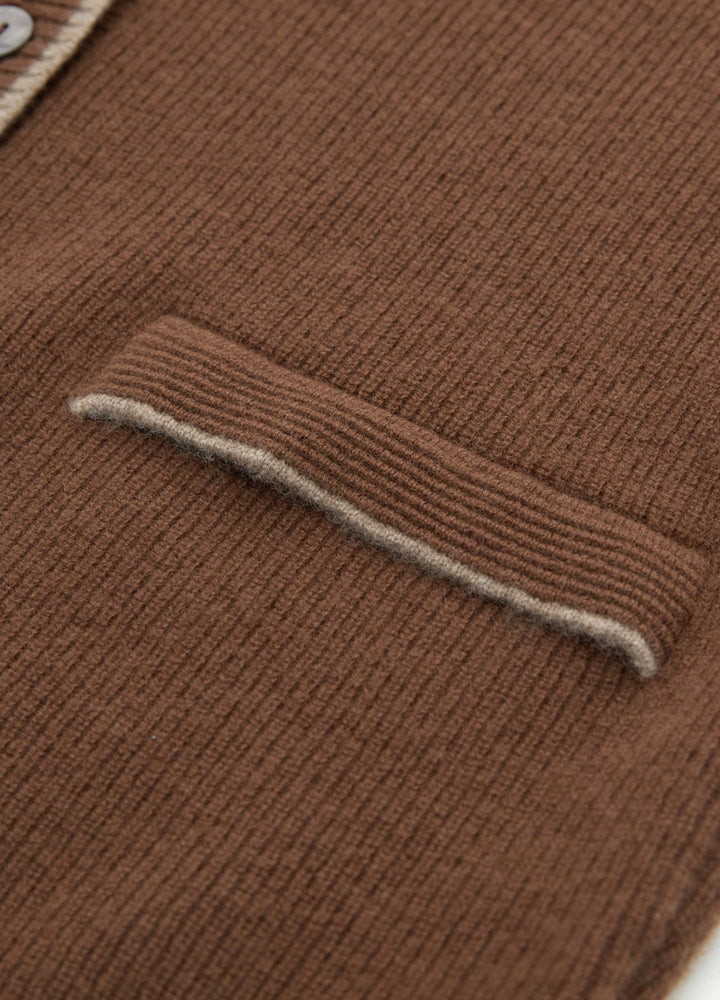 Cashmere Contrast-Rib Cardigan