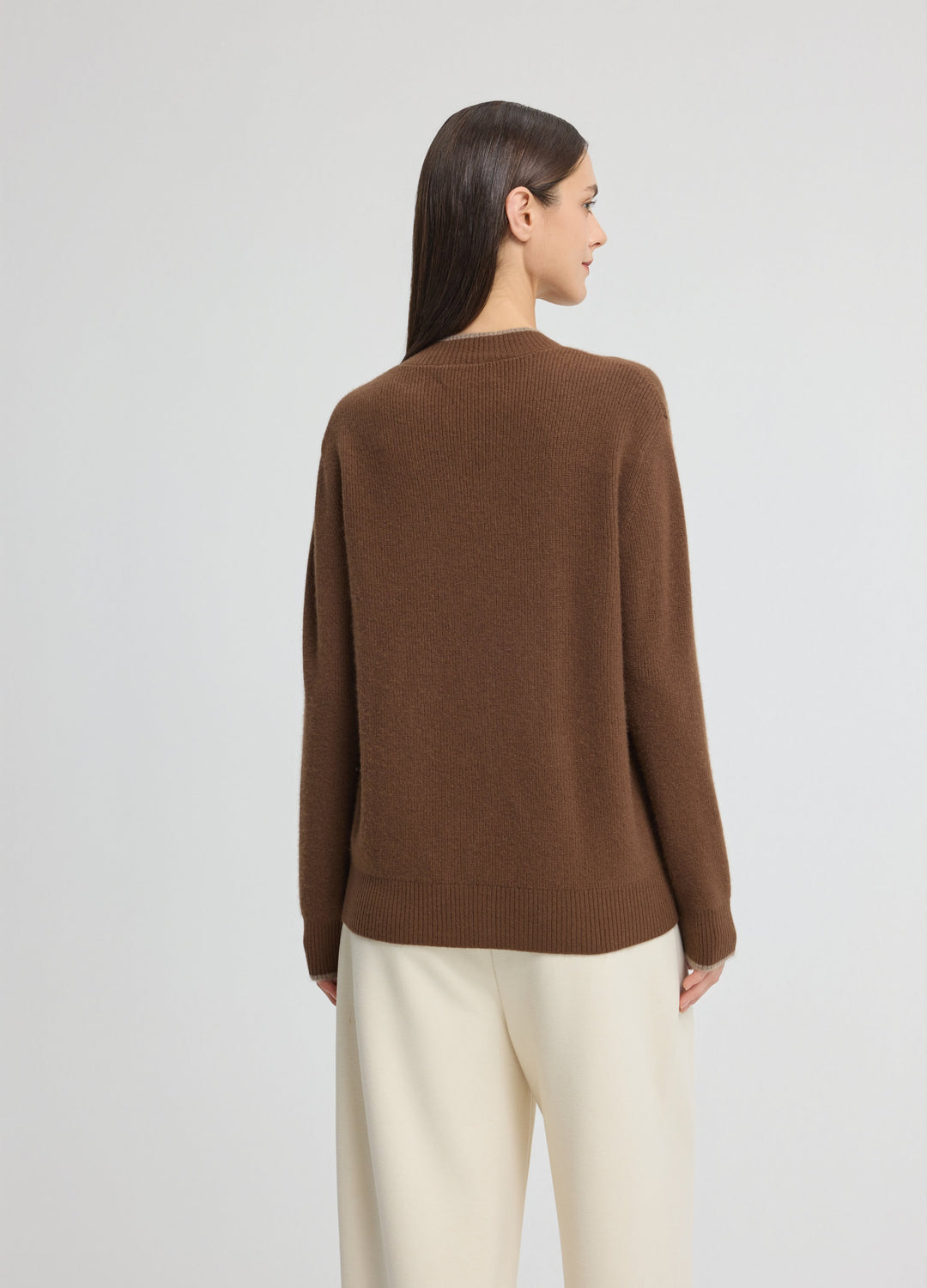 Cashmere Contrast-Rib Cardigan