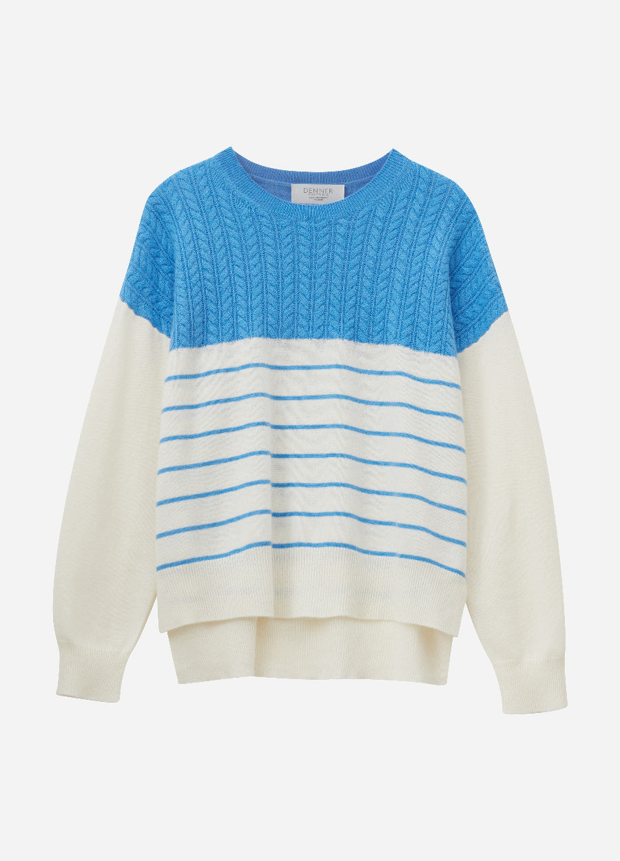 Cashmere Cable-Yoke Striped Jumper